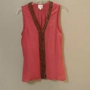 Parker Open Back Silk Blouse with Chain Detail sz L, Luxury